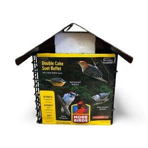 More Birds 2 Cake Suet Feeder with Weather Guard: Solid Steel, Dual Feeding Stat